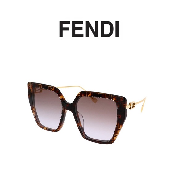 Fendi FF Vertigo Square Sunglasses Tortoiseshell‎ Brown Gradient Gold Accents main image 6